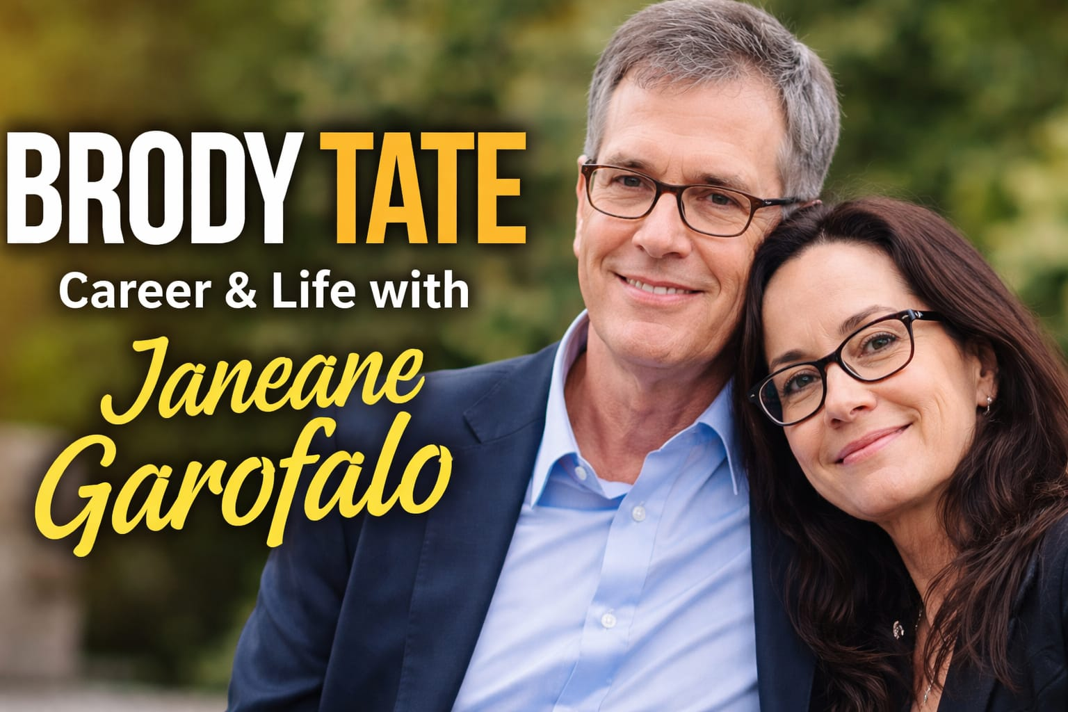 Brody Tate and Janeane Garofalo smiling together outdoors, highlighting their personal connection and Brody’s professional life